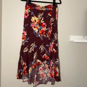 Floral Midi Wrap Skirt
